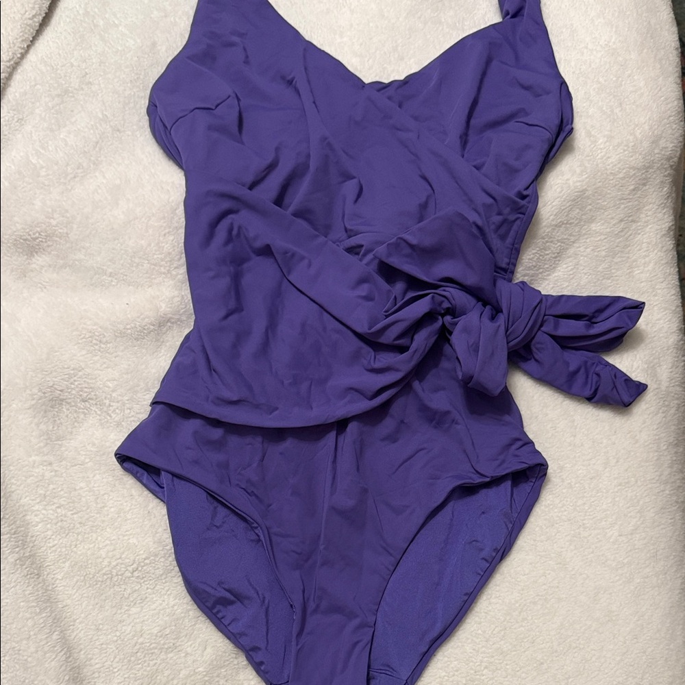 Onia Purple Wrap Waist Swimsuit - Picture 3 of 9